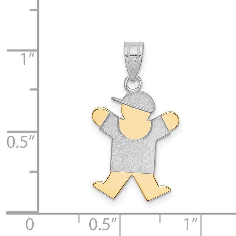 14k Two-tone The Kids Small Boy with Hat on Right Engravable Joy Charm