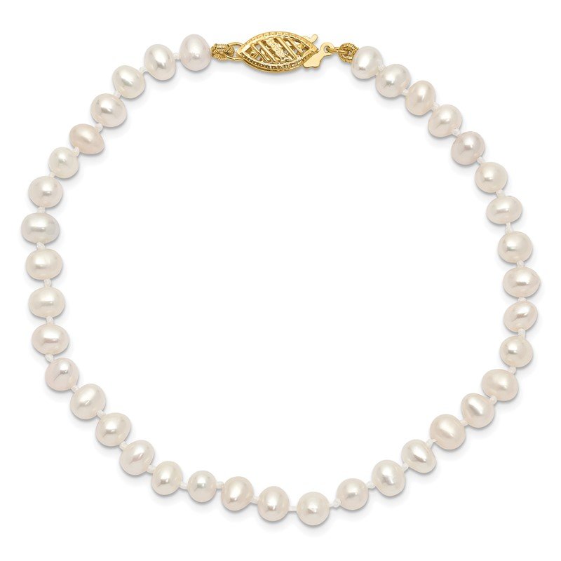 14k 4-5mm White Near-Round Freshwater Cultured Pearl 16 inch Necklace
