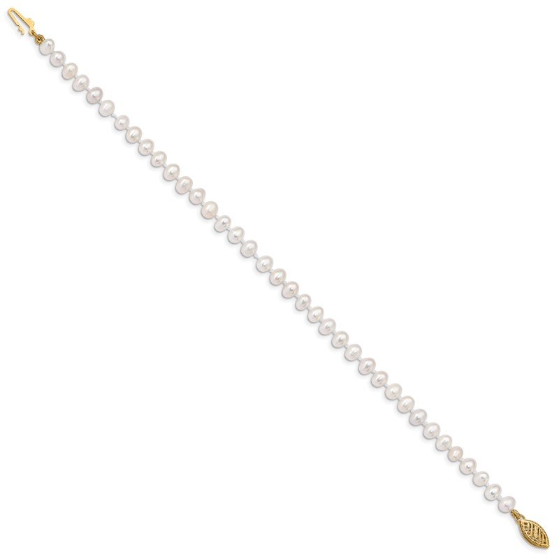 14k 4-5mm White Near-Round Freshwater Cultured Pearl 16 inch Necklace