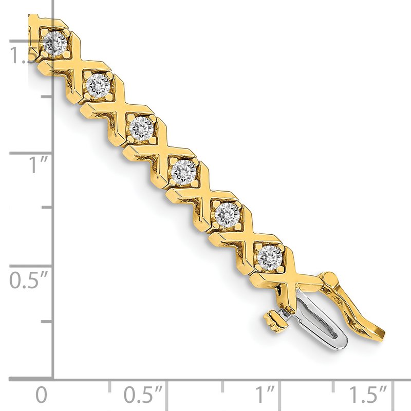 14k Complete 2.4 carat Round AA Diamond 4-prong X-design 7 inch Tennis Bracelet