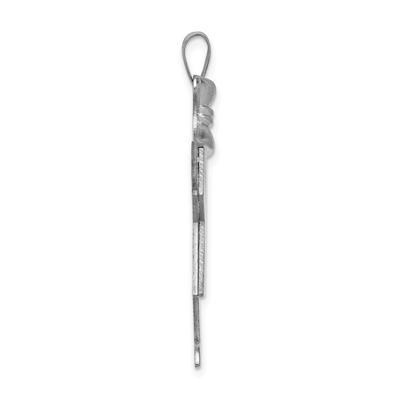 14k White Gold The Kids Large Girl with Ruffles and Bow on Left Engravable Love Charm
