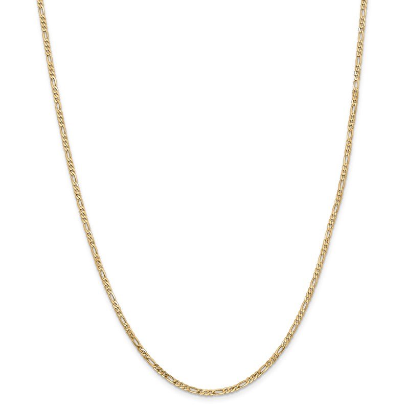 14K 26 inch 2.25mm Flat Figaro with Lobster Clasp Chain