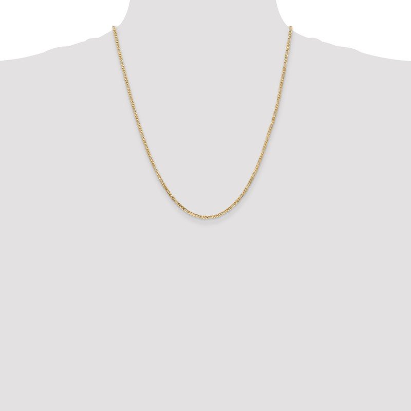 14K 26 inch 2.25mm Flat Figaro with Lobster Clasp Chain