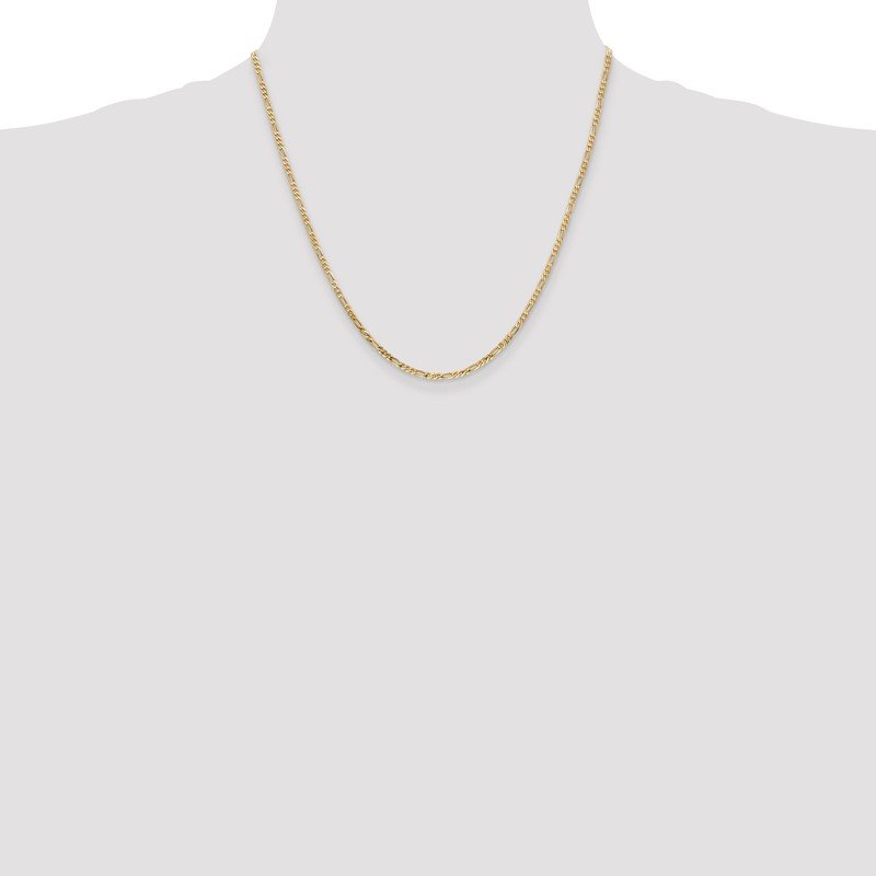 14K 26 inch 2.25mm Flat Figaro with Lobster Clasp Chain