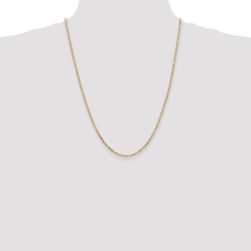 14K 26 inch 2.25mm Flat Figaro with Lobster Clasp Chain