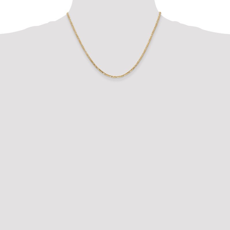 14K 26 inch 2.25mm Flat Figaro with Lobster Clasp Chain