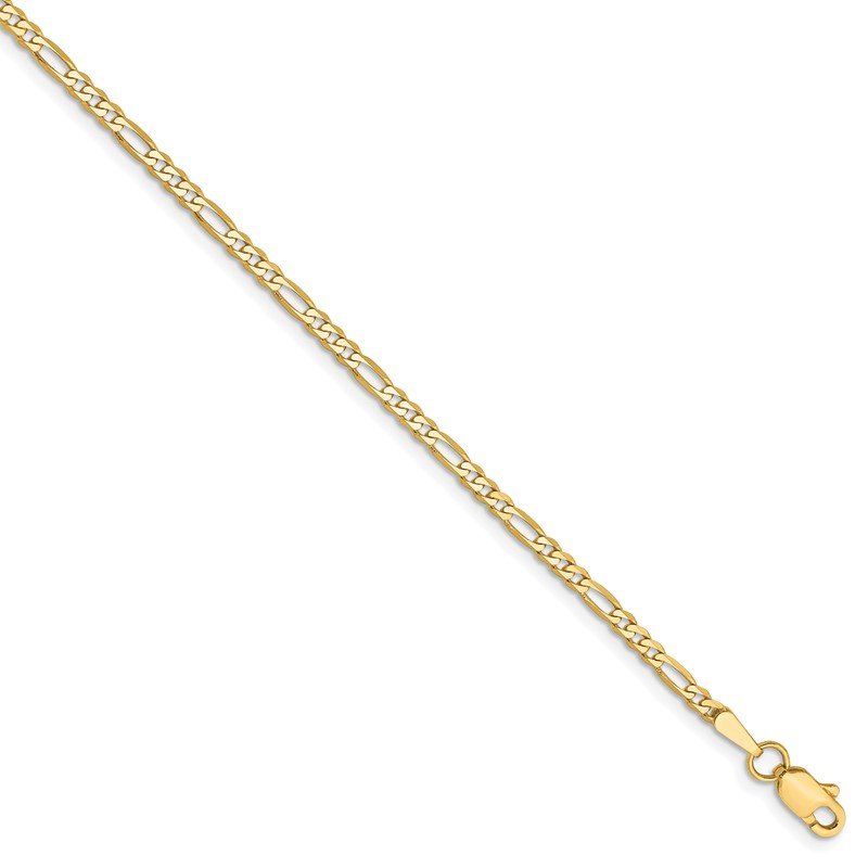 14K 26 inch 2.25mm Flat Figaro with Lobster Clasp Chain