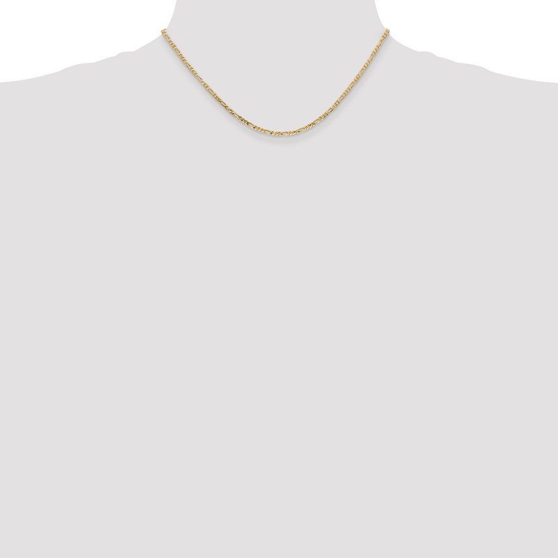 14K 26 inch 2.25mm Flat Figaro with Lobster Clasp Chain