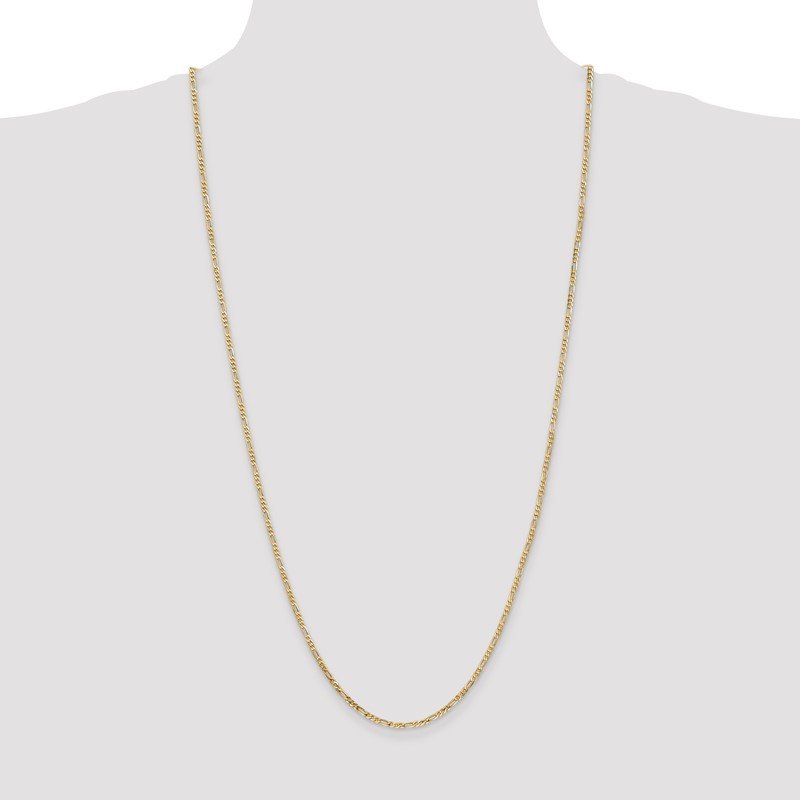 14K 26 inch 2.25mm Flat Figaro with Lobster Clasp Chain