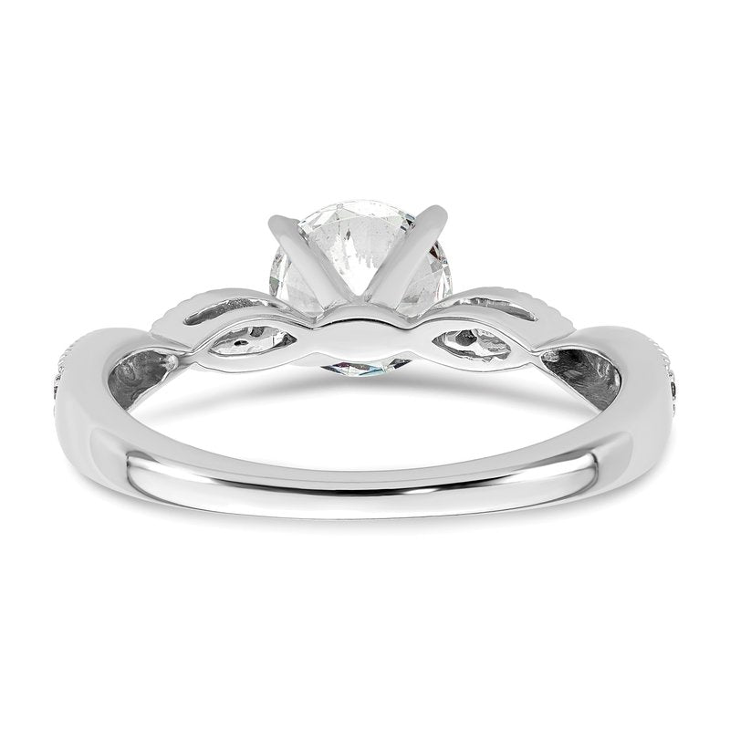 14K White Gold 1/6 carat Lab Grown Diamond VS+ F+ Semi-Mount Round Engagement Ring