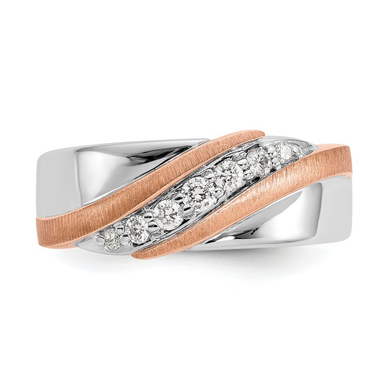 14K Two-tone Men's 1/3 carat Lab Grown Diamond VS/SI  D E F  Brushed and Polished Band