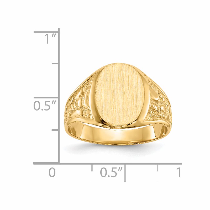 14k 11.0x14.5mm Closed Back Mens Signet Ring