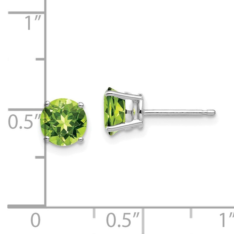 14k White Gold 6mm Round Peridot Post Earrings