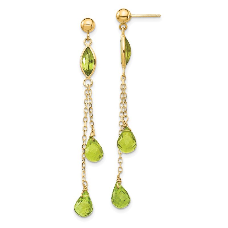 14k Peridot Chain Dangle Post Earrings