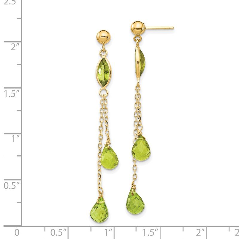 14k Peridot Chain Dangle Post Earrings