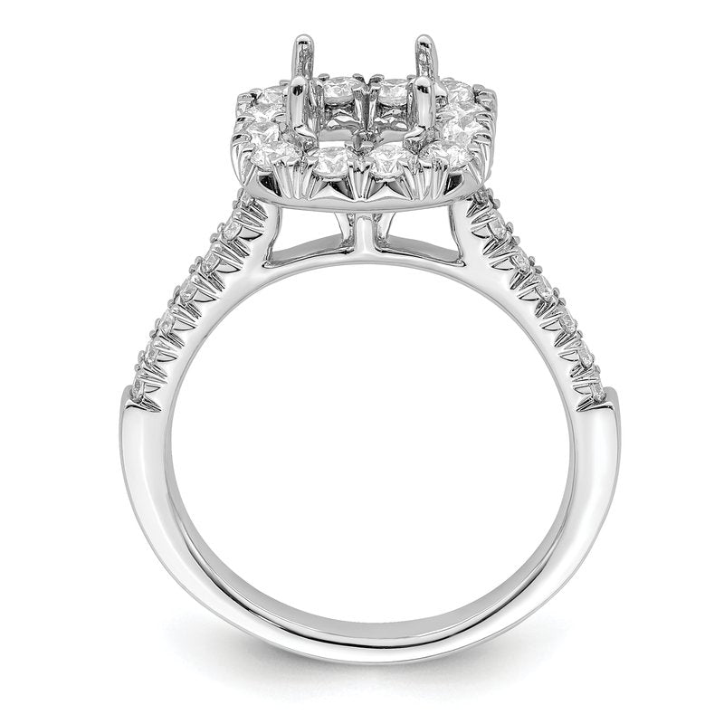 14K White Gold 1/2 carat Lab Grown Diamond VS+ F+ Semi-Mount Asscher Halo Engagement Ring