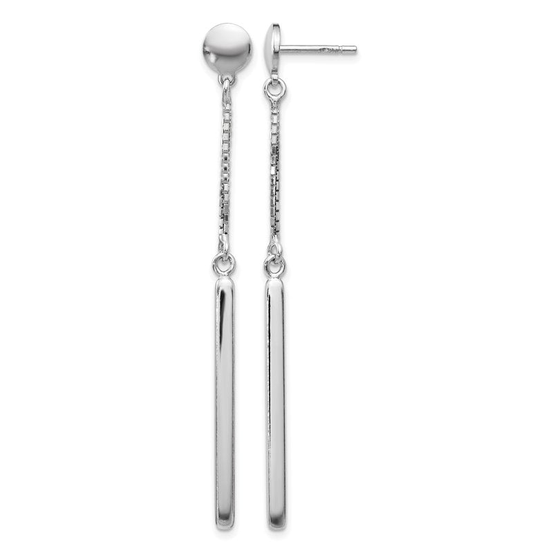 Sterling Silver RH-plated Polished Post Dangle Earrings