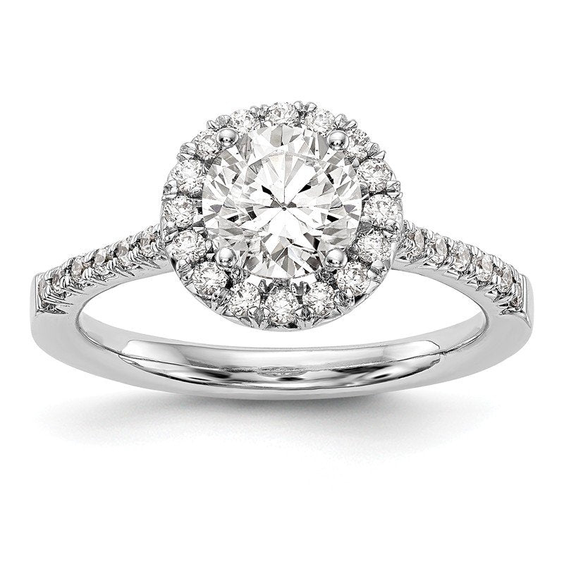 14K White Gold 1/4 carat Lab Grown Diamond VS+ F+ Semi-Mount Round Halo Engagement Ring