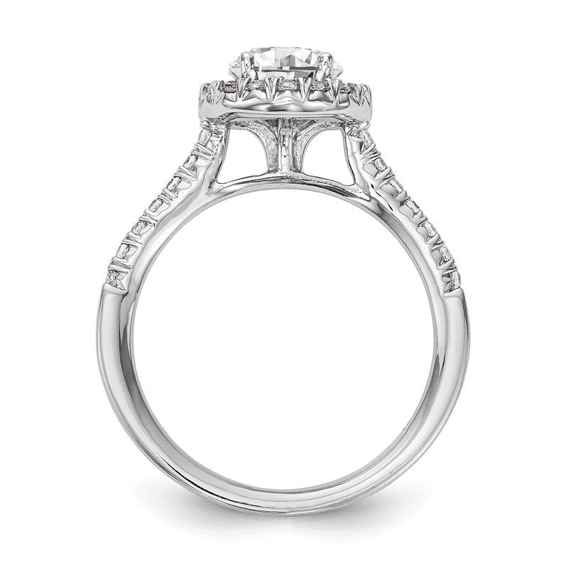 14K White Gold 1/4 carat Lab Grown Diamond VS+ F+ Semi-Mount Round Halo Engagement Ring