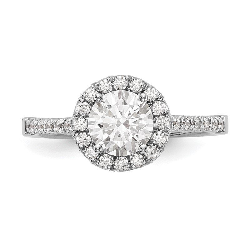 14K White Gold 1/4 carat Lab Grown Diamond VS+ F+ Semi-Mount Round Halo Engagement Ring