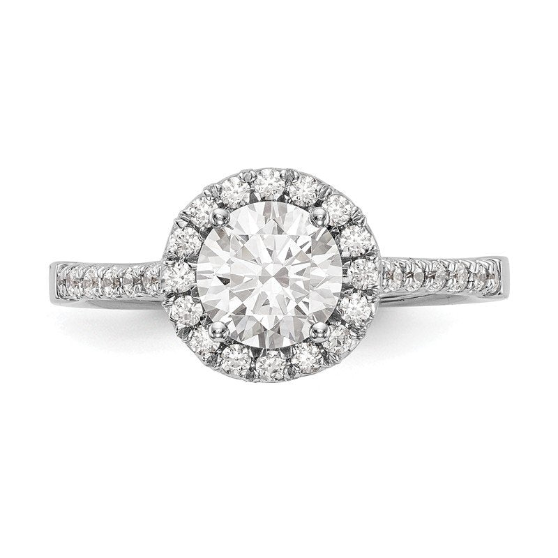 14K White Gold 1/4 carat Lab Grown Diamond VS+ F+ Semi-Mount Round Halo Engagement Ring