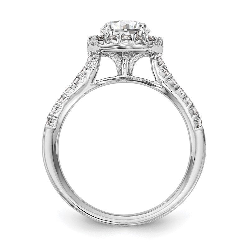 14K White Gold 1/4 carat Lab Grown Diamond VS+ F+ Semi-Mount Round Halo Engagement Ring
