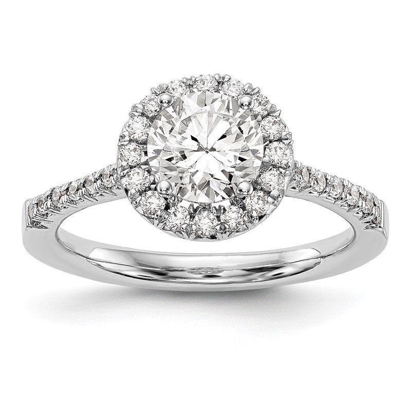 14K White Gold 1/4 carat Lab Grown Diamond VS+ F+ Semi-Mount Round Halo Engagement Ring