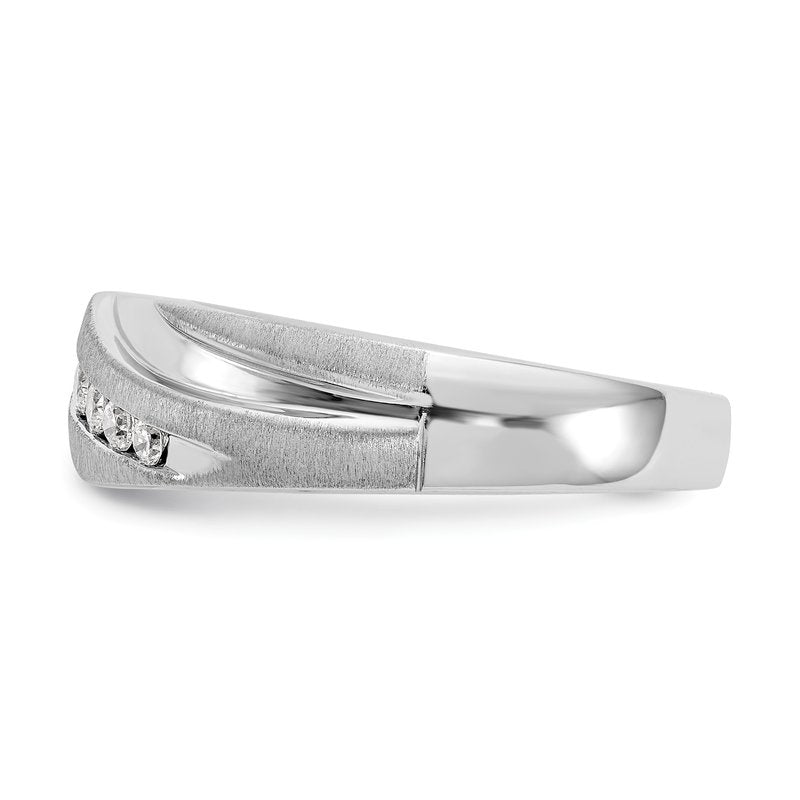 14K White Gold Men's 1/4 carat Lab Grown Diamond VS+ F+ Complete Brushed and Polished Band