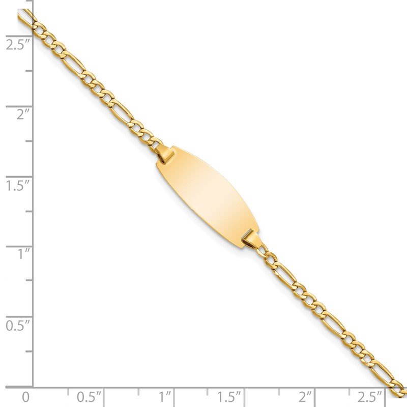 14k Polished Semi-Solid Chain/Solid Plate Figaro Link Oval 18.5x8.5mm Plate 5.5 inch Baby/Child ID Bracelet