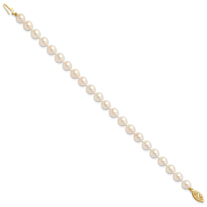 14k 6-7mm White Round Akoya Saltwater Cultured Pearl 16 inch Necklace
