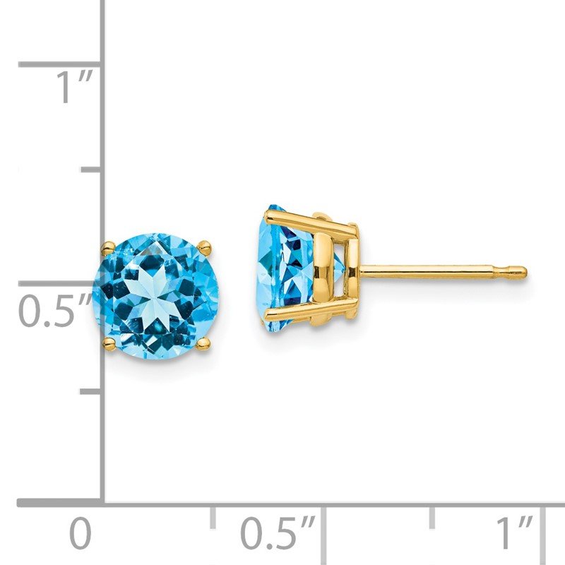 14k 7mm Round Blue Topaz Post Earrings