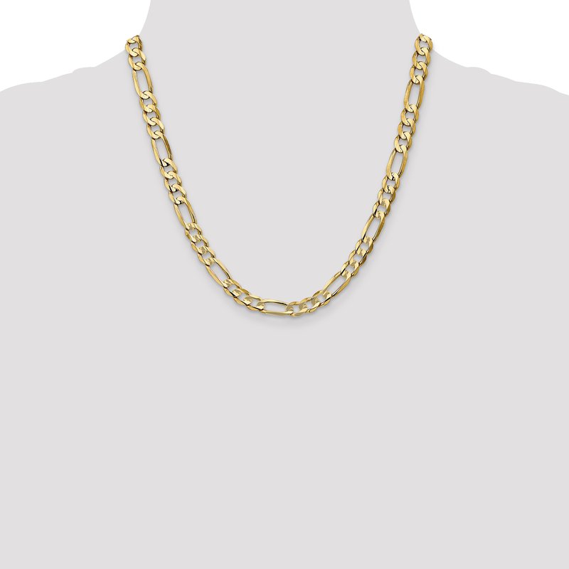 14K 26 inch 6.75mm Concave Open Figaro with Lobster Clasp Chain