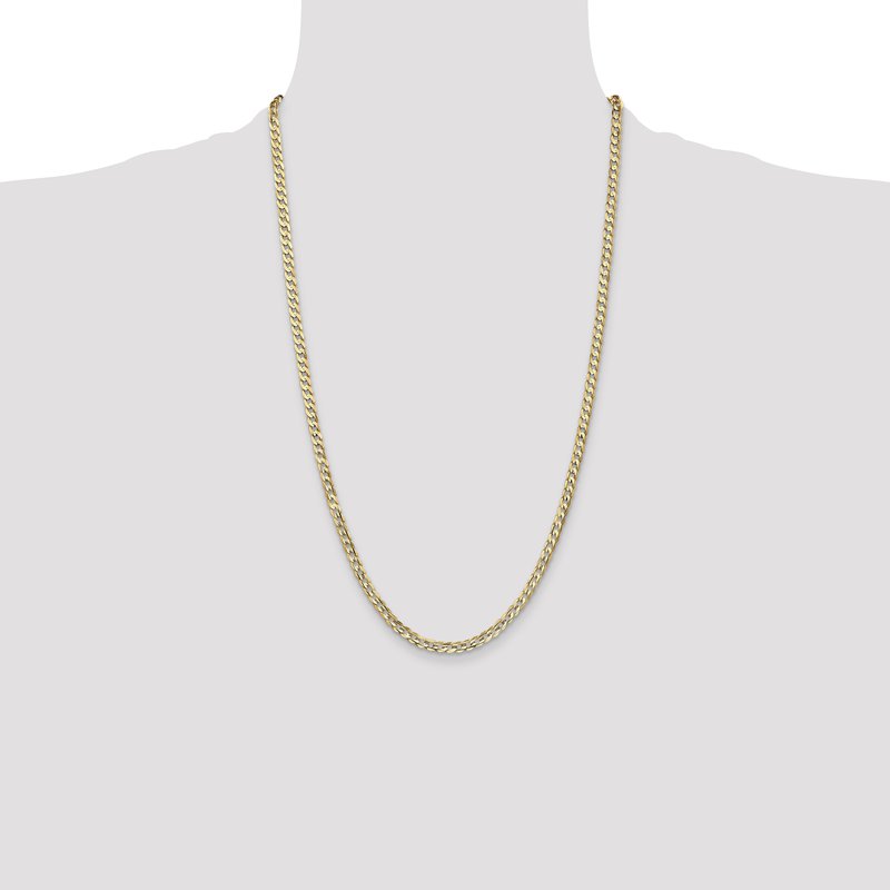 14K 26 inch 3.8mm Open Concave Curb with Lobster Clasp Chain