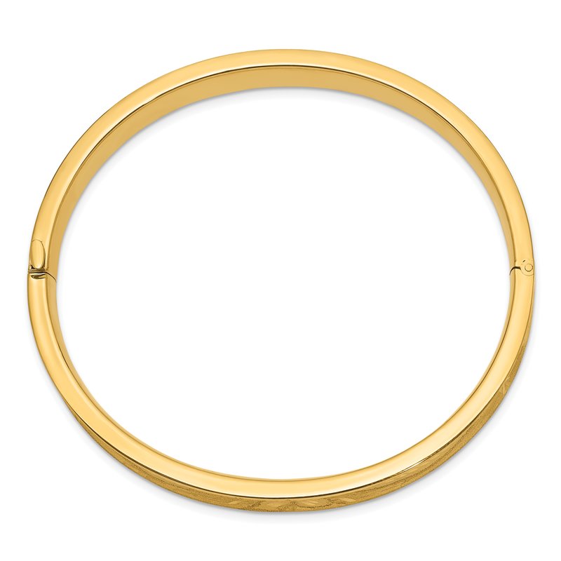 14k 5/16 Diamond-cut Concave 8.00mm Hinged Oval Bangle Bracelet