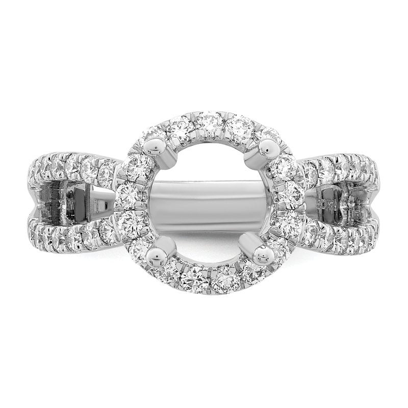 14K White Gold 3/4 carat Lab Grown Diamond VS/SI  D E F  Semi Mount Round Halo Engagement Ring