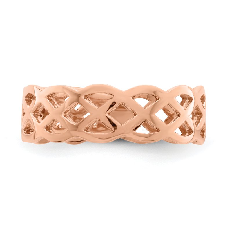 14K Rose Polished Weave Ring