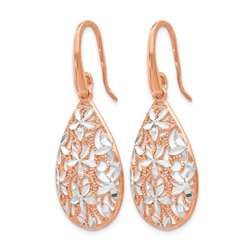 Sterling Silver Rose Gold-toned Polished Textured Earrings