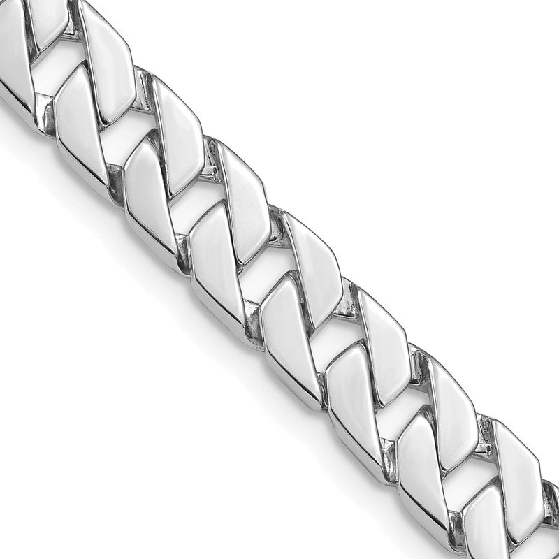 14K White Gold 18 inch 7.4mm Hand Polished Fancy Link with Fancy Lobster Clasp Chain