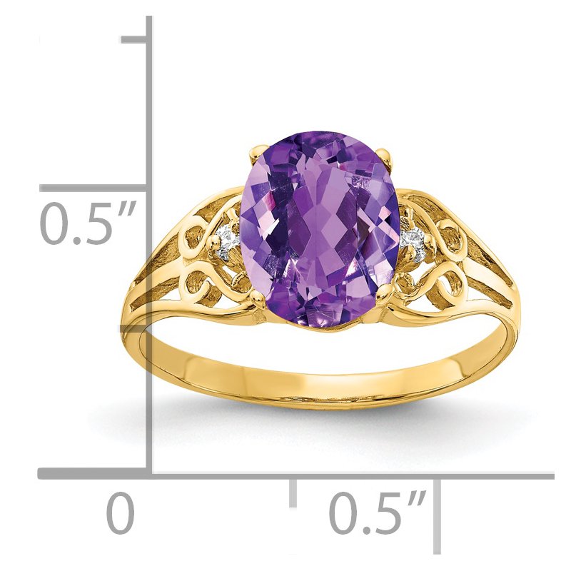 14k 9x7mm Oval Amethyst VS Diamond ring