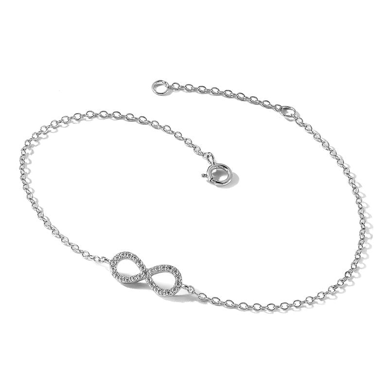 Sterling Silver Rhodium-plated Brilliant-cut CZ Infinity 7 Inch Bracelet with 1 Inch Extender