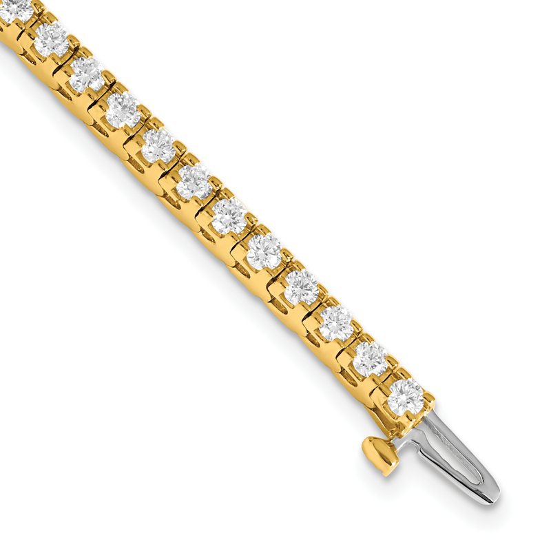 14K Yellow Gold 2 7/8 carat Lab Grown Diamond VS+ F+ Complete Tennis Bracelet