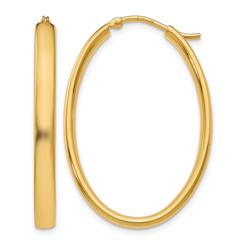 Sterling Silver Gold-plated Polished Oval Hoop Earrings