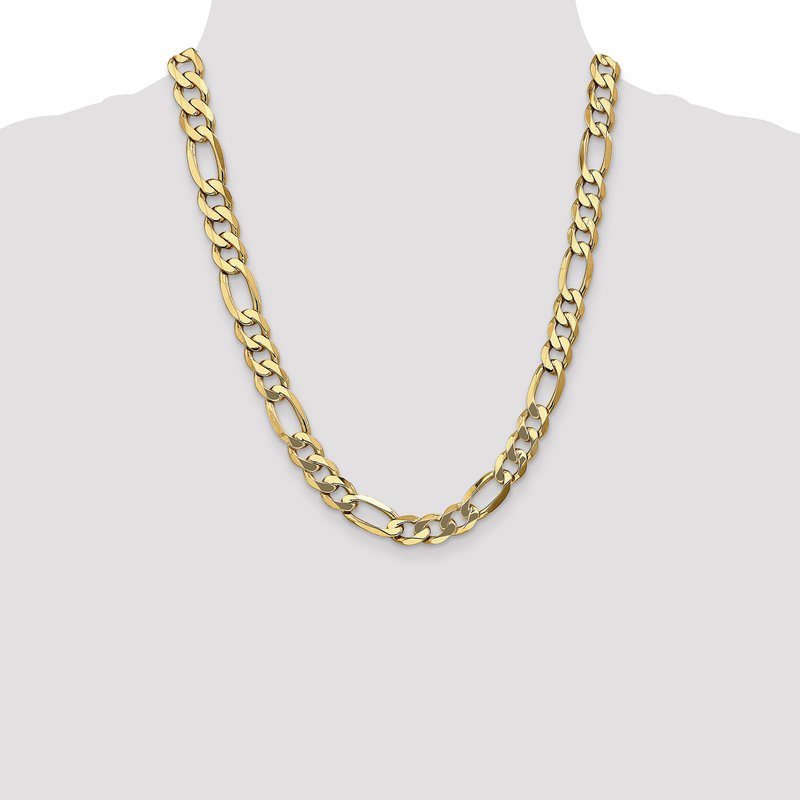 14K 26 inch 10mm Flat Figaro with Lobster Clasp Chain