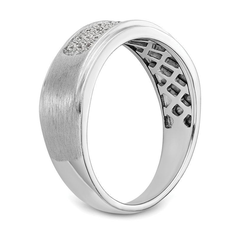 14K White Gold Men's 1/4 carat Lab Grown Diamond VS/SI  D E F  Brushed and Polished Band