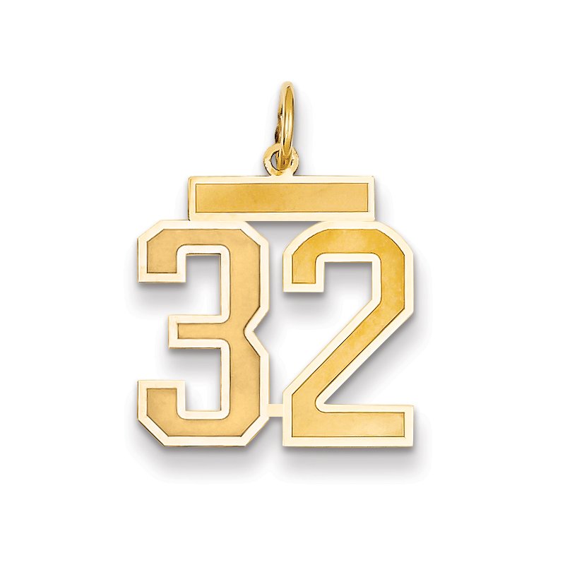14k Medium Satin Number 32 Charm