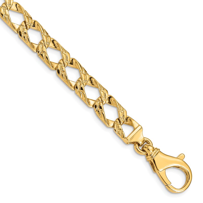 14K 18 inch 8.6mm Hand Polished Fancy Link with Fancy Lobster Clasp Chain