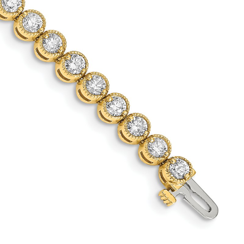 14k Complete 5 carat Round VS Diamond 2-prong 7 inch Tennis Bracelet