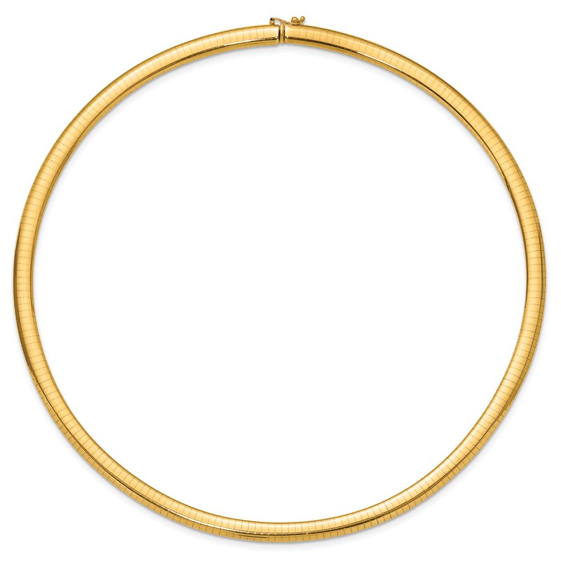14k Polished 6mm Standard Weight 16 inch Domed Omega Necklace