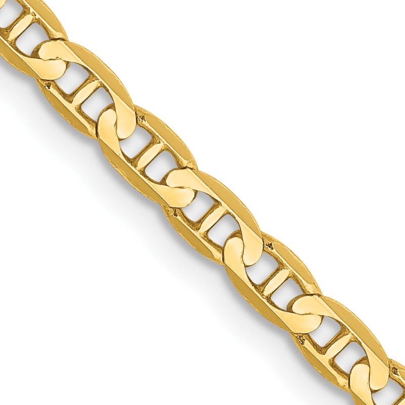 14K 10 inch 3mm Concave Anchor with Lobster Clasp Chain