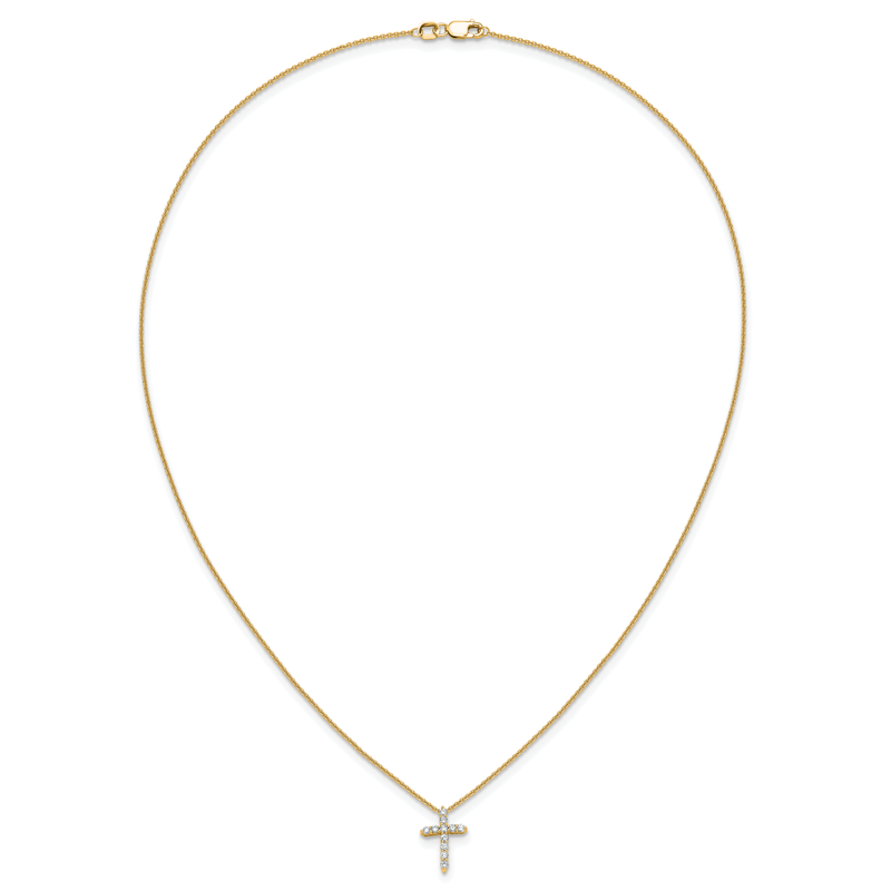 14k White Gold 1/4 carat Diamond Cross Pendant 18 inch Necklace